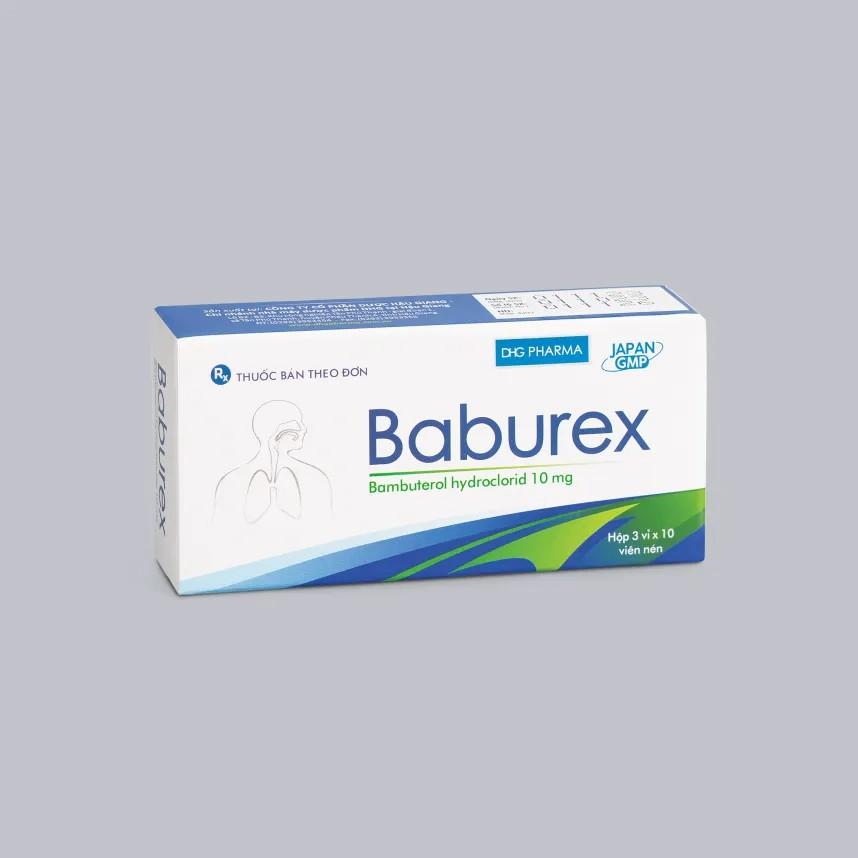 5834. Baburex - (Bambuterol hydrocloric 10mg) - [Thùng 420 Hộp; Hộp 3 Vỉ; Vỉ 10 Viên] DHG Pharma - Việt Nam