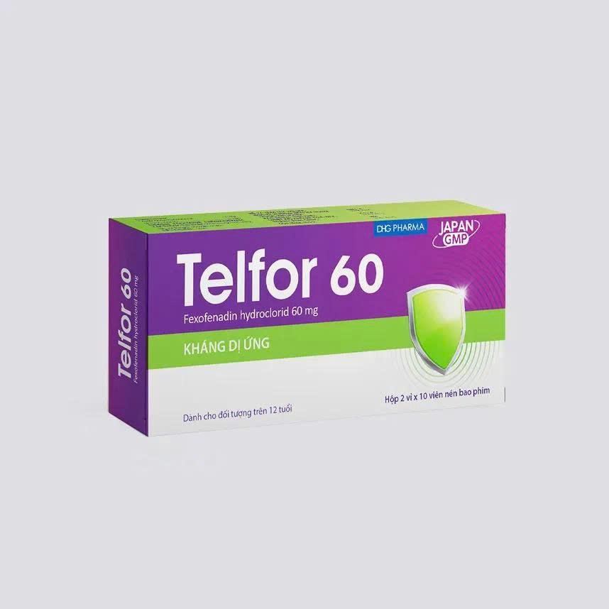 5843. Telfor 60 - (Fexofenadin 60mg) - [Thùng 210 Hộp; Hộp 2 Vỉ; Vỉ 10 Viên] DHG Pharma - Việt Nam