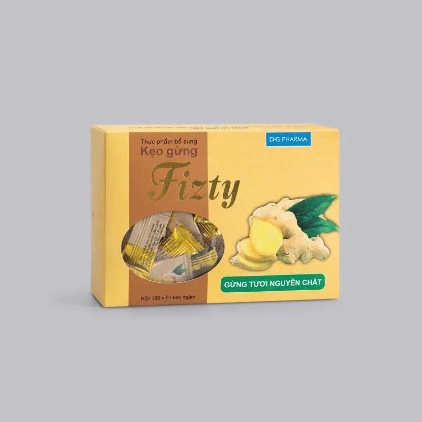 5845. Kẹo gừng Fizty - [Thùng 50 Hộp; Hộp 100 viên] DHG Pharma - Việt Nam