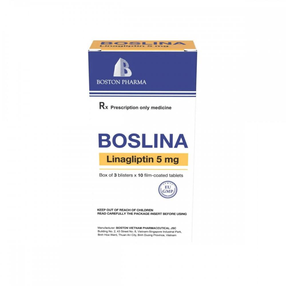 5854. Boslina - (Linagliptin 5mg) - [Thùng 225 Hộp; Hộp 3 Vỉ; Vi 10 viên] Bostonpharma - Việt Nam