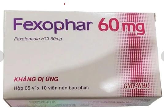 1494. Fexophar 60Mg V/10,H/50 - (Fexofenadin 60mg) - [Thùng 180 Hộp; Hộp 5 Vỉ; Vỉ 10 Viên] Trà Vinh - Việt Nam