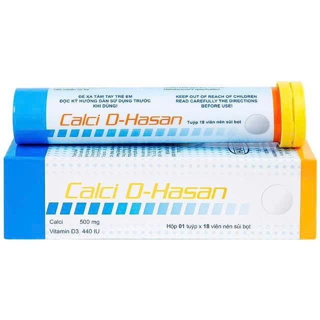 5868. Calci D-Hasan - (Calcium 500mg + VitD3 440 I.U) - [Thùng 100 Hộp; Hộp 1 Tuýp; Tuýp 18 Viên] Hasan - Việt Nam