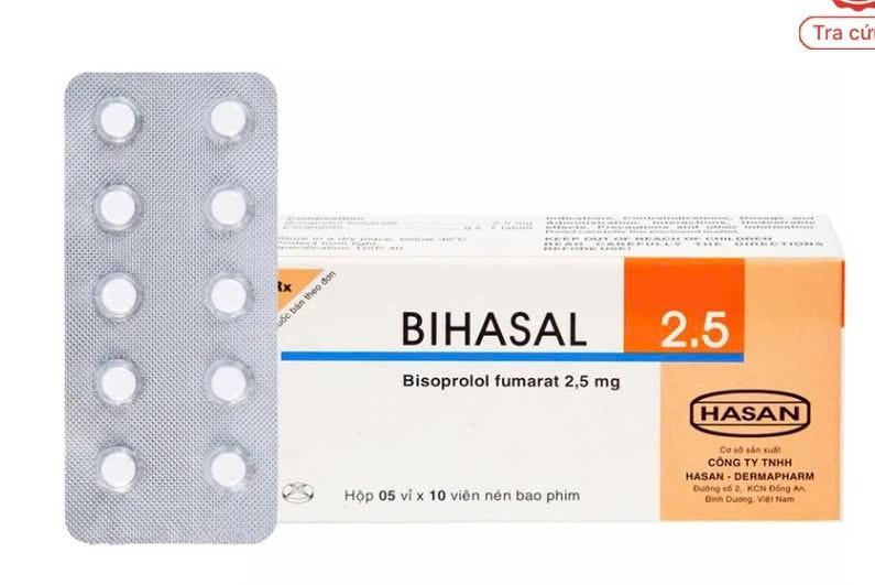 5870. BIHASAL 2,5 - (Bisoprolol fumarat 2.5mg) - [Thùng 100 Hộp; Hộp 5 Vỉ; Vỉ 10 Viên] Hasan - Việt Nam