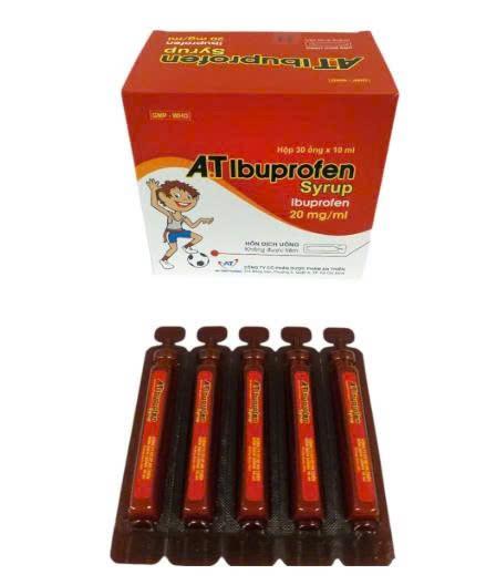 1847. A.t Ibuprofen Syrup - (Ibuprofen 20mg/ml) - [Thùng 42 Hộp; Hộp 30 ống; ống 10 Ml] An Thiên - Việt Nam
