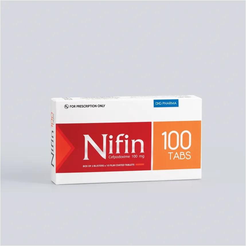 5883. Nifin 100 Tabs - (Cefpodoxim 100mg) - [Thùng 100 Hộp; Hộp 2 Vỉ; Vỉ 10 Viên] DHG Pharma - Việt Nam