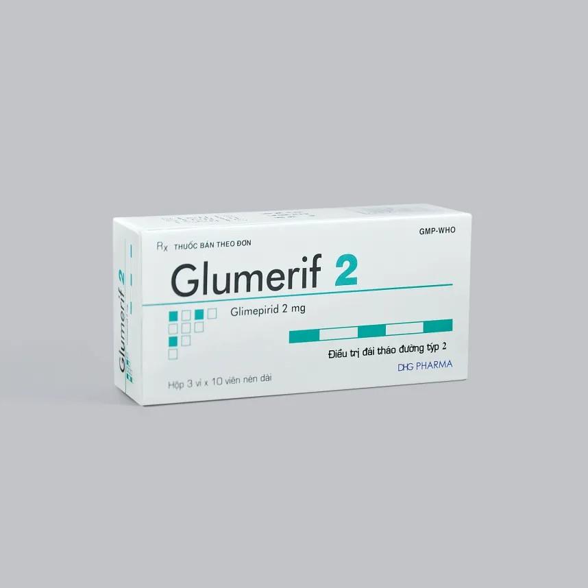 5900. GLUMERIF 2 - (Glimepirid 2mg) - [Thùng 224 Hộp; Hộp 3 Vỉ; Vỉ 10 Viên] DHG Pharma - Việt Nam