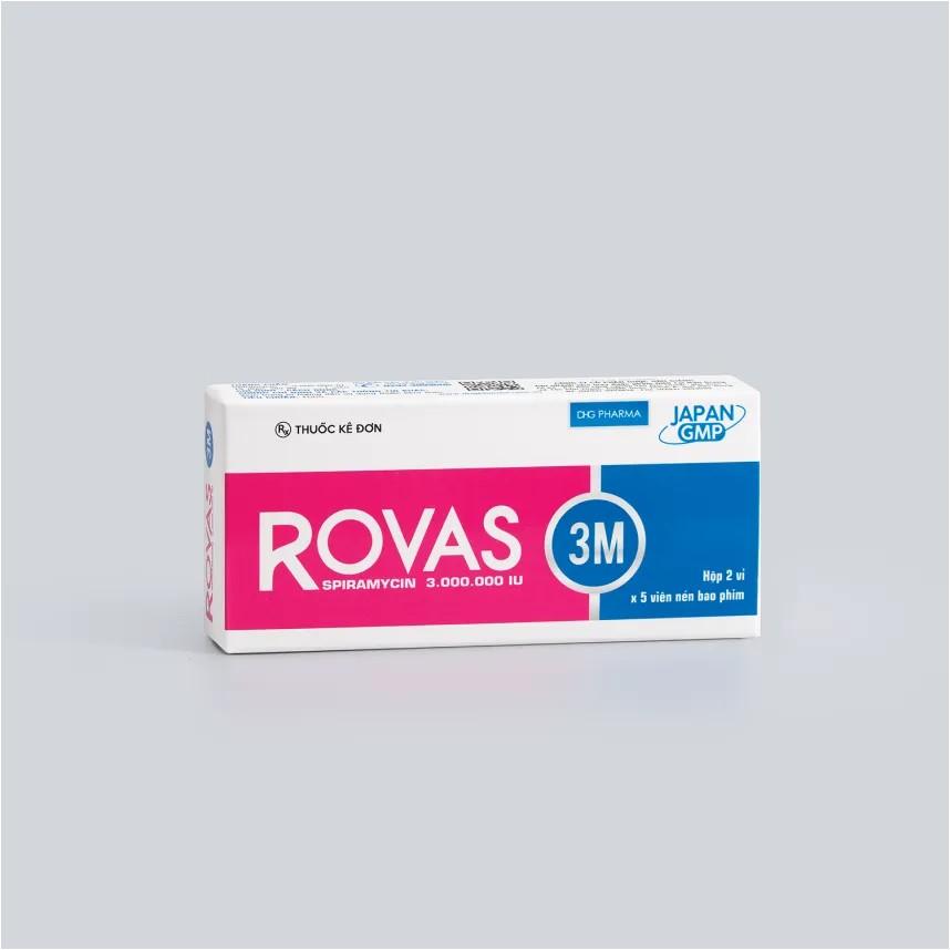 5904. Rovas 3M - (Spiramycin 3.000.000 IU) - [Thùng 420 Hộp; Hộp 2 Vỉ; Vỉ 5 Viên] DHG Pharma - Việt Nam