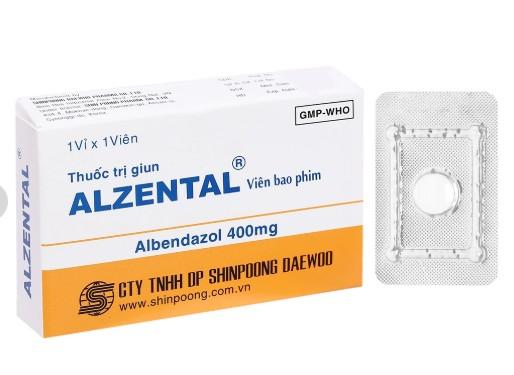 5913. ALZENTAL - (Albendazol 400mg) - [Thùng 1000 Hộp; Hộp 1 Vỉ; Vỉ 1 Viên] Shinpoong Daewoo - Hàn Quốc