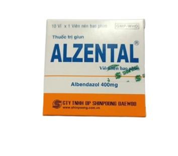 5914. ALZENTAL - (Albendazol 400mg) - [Thùng 1000 Hộp; Hộp 10 Vỉ; Vỉ 1 Viên] Shinpoong Daewoo - Hàn Quốc