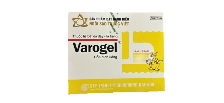 5917. VAROGEL 10ml - (Nhôm hydroxyd 611,76 mg + Magnesi hydroxyd 800 mg + Simethicone 80 mg) - [Thùng 50 Hộp; Hộp 20 Gói; Gói 10 ml] Shinpoong Daewoo - Hàn Quốc