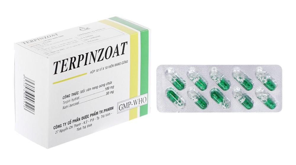 2366. Terpinzoat - (Terpin hydrat 100mg + Natribenozat 50mg) - [Thùng 60 Hộp; Hộp 10 Vỉ; Vỉ 10 Viên] Trà Vinh - Việt Nam