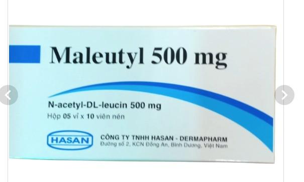 5945. MALEUTYL 500 - (Acetyl -DL- leucin 500mg) - [Thùng 100 Hộp; Hộp 5 Vỉ; Vỉ 10 Viên] Hasan - Việt Nam