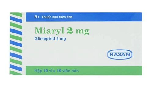 5966. Miaryl 2 - (Glimepirid 2mg) - [Thùng 100 Hộp; Hộp 10 Vỉ; Vỉ 10 Viên] Hasan - Việt Nam