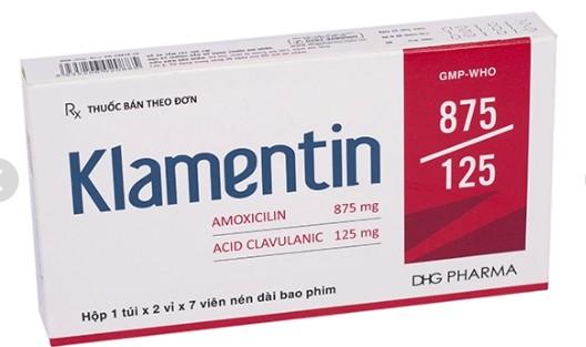 5986. Klamentin 875/125 - (Amoxicilin 875mg + Acid Clavulanic 125mg) - [Thùng 150 Hộp; Hộp 1 Túi; Túi 3 Vỉ; Vỉ 4 Viên] DHG Pharma - Việt Nam