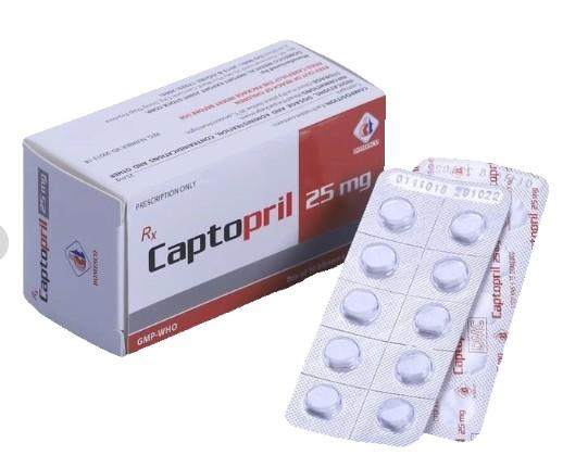 5987. Captopril 25mg - (Captopril 25mg) - [Thùng 120 Hộp; Hộp 10 Vỉ; Vỉ 10 Viên] Domesco - Việt Nam