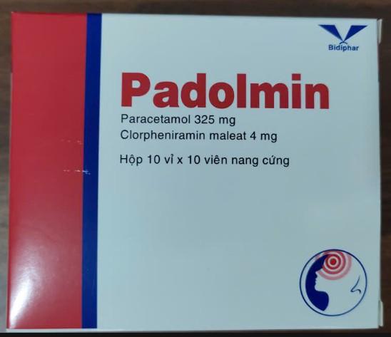 3392. Padolmin - (Paracetamol 325mg + Clorpheniramin Maleat 4mg) - [Thùng 45 Hộp; Hộp 10 Vỉ; Vỉ 10 Viên] Bidiphar - Việt Nam