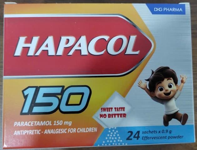 5982. Hapacol 150 Gói/0,9Gr H/24 T/3456 - (Paracetamol 150mg) - [Thùng 144 Hộp; Hộp 24 Gói; Gói 0.9 G] Dhg Pharma - Việt Nam