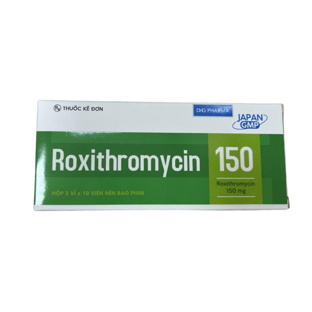 6001. Roxithromycin - (Roxithromycin 150mg) - [Thùng 195 Hộp; Hộp 3 Vỉ; Vỉ 10 Viên] DHG Pharma - Việt Nam