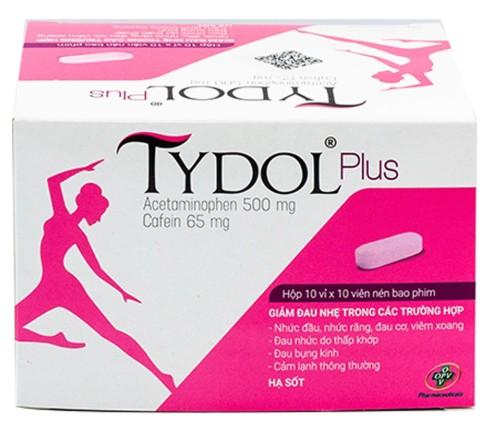 6017. Tydol Plus - (Acetaminophen 500mg + Cafein 65mg) - [Thùng 100 hộp; hộp 10 vỉ; vỉ 10 viên] Opv - Việt Nam