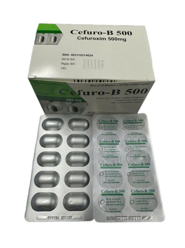 6031. Rx Cefuro-B - (Cefuroxim 500mg) - [Thùng 42 Hộp; Hộp 10 Vỉ; Vỉ 10 Viên] Medipharco - Việt Nam