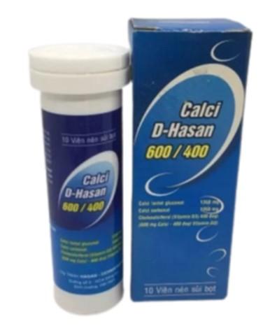 5936. Calci D-Hasan 600/400 - (Calcium 600mg + VitD3 400 I.U) - [Thùng 100 Hộp; Hộp 1 Tuýp; Tuýp 10 Viên] Hasan - Việt Nam