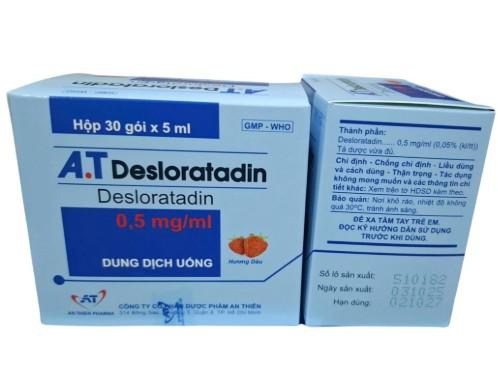 1728. A.t Desloratadin - (Desloratadin 2.5mg/5ml) - [Thùng 84 hộp; hộp 30 gói; gói 5 ml] An Thiên - Việt Nam
