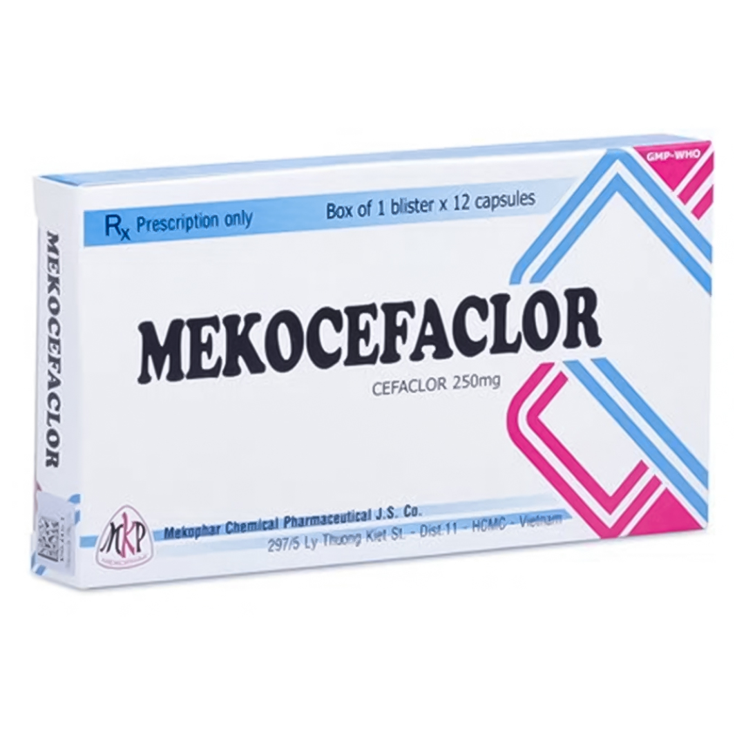 1430. Mekocefaclor 250 Vna - (Cefaclor 250mg) - [Thùng 162 Vỉ; Vỉ 1 Hộp; Hộp 12 Viên] Mekophar - Việt Nam