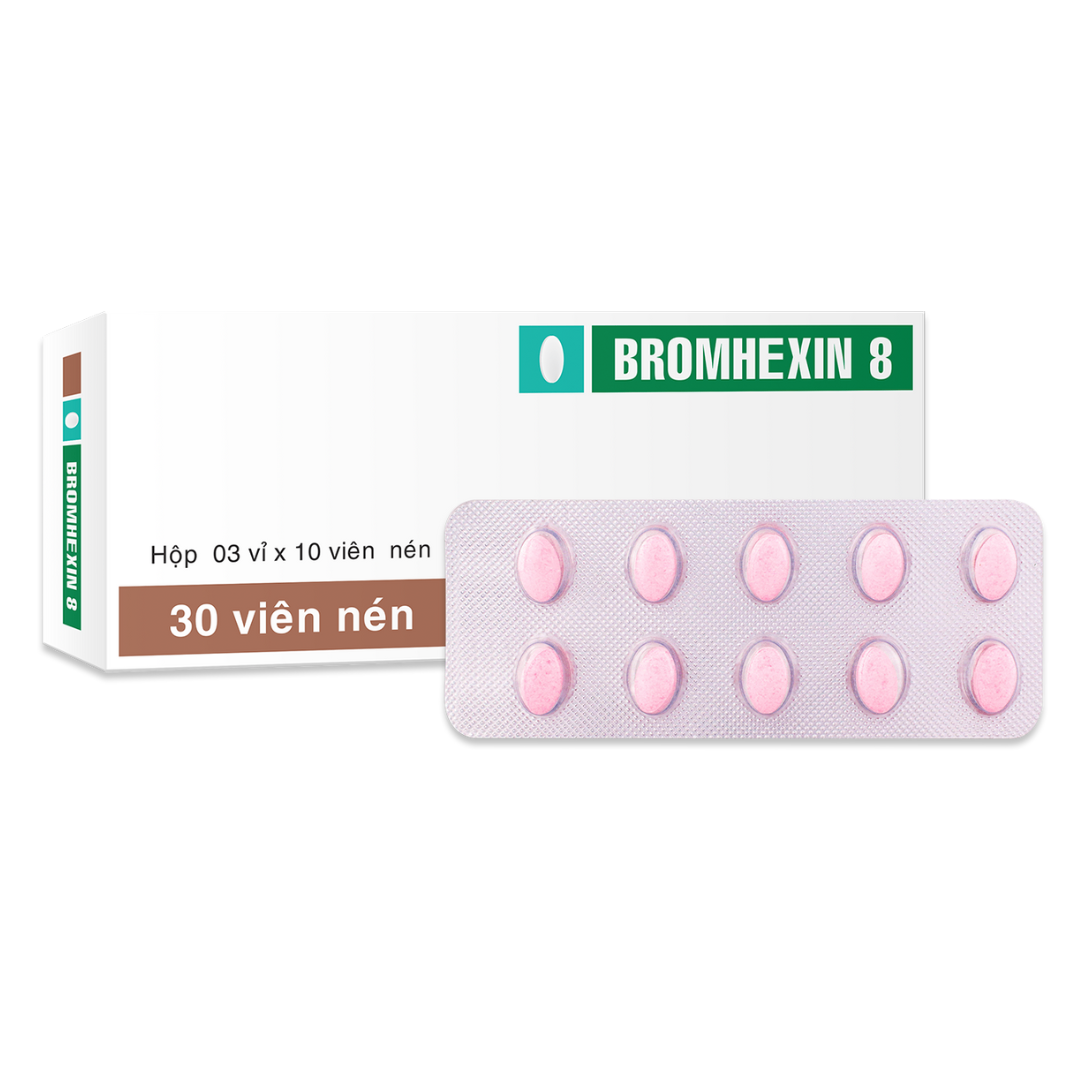 1484. Bromhexin 8Mg - (Bromhexin 8mg) - [Thùng 390 Hộp; Hộp 3 Vỉ; Vỉ 10 Viên] Trà Vinh - Việt Nam