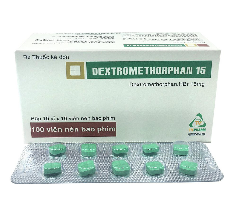 1485. Dextromethorphan 15Mg V/10,H/100 - (Dextromethorphan 15mg) - [Thùng 120 hộp; hộp 10 vỉ; vỉ 10 viên] Trà Vinh - Việt Nam