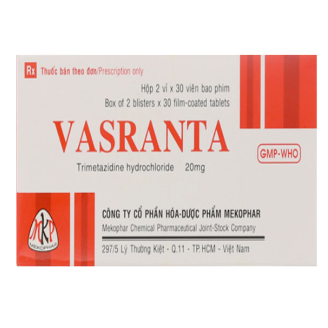 1500. Vasranta - (Trimetazidine HCl 20mg) - [Thùng 220 Hộp; Hộp 2 Vỉ; Vỉ 30 Viên] Mekophar - Việt Nam