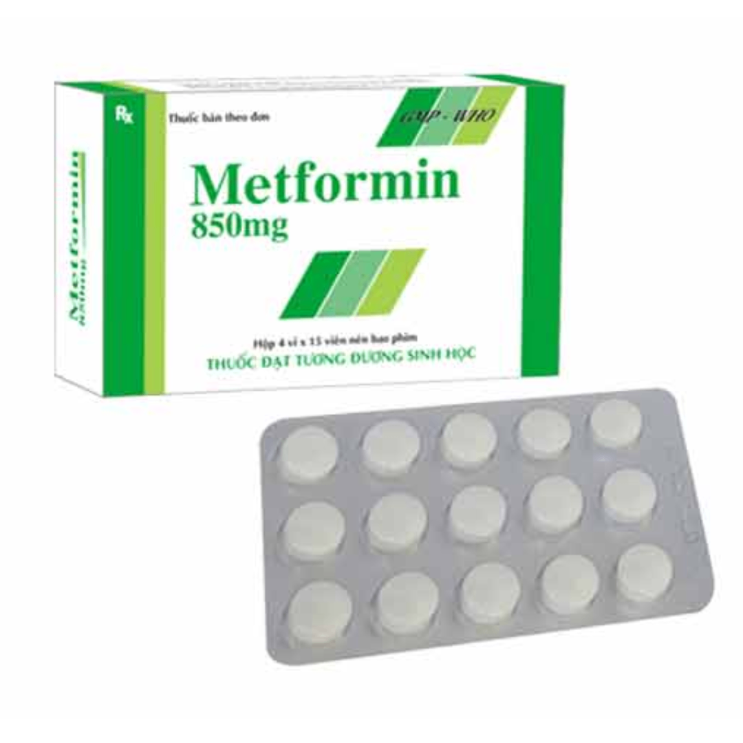 1518. Rx Metformin 850Mg - (Metformin hydrochloride 850mg) - [Thùng 144 hộp; hộp 4 vỉ; vỉ 15 viên] Tipharco - Việt Nam