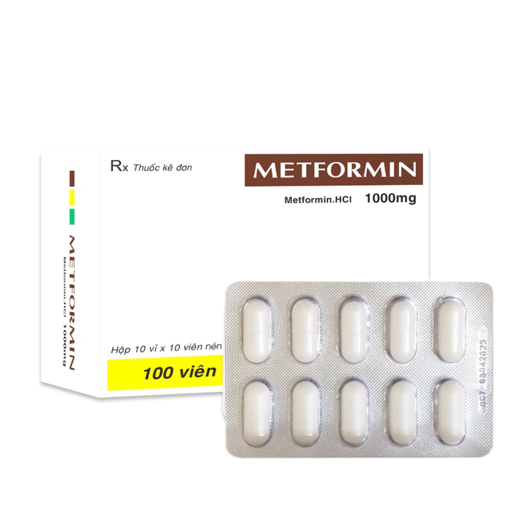 1519. Metformin 1000Mg V/10, H/100 - (Metformin 1000mg) - [Thùng 40 hộp; hộp 10 vỉ; vỉ 10 viên] Trà Vinh - Việt Nam