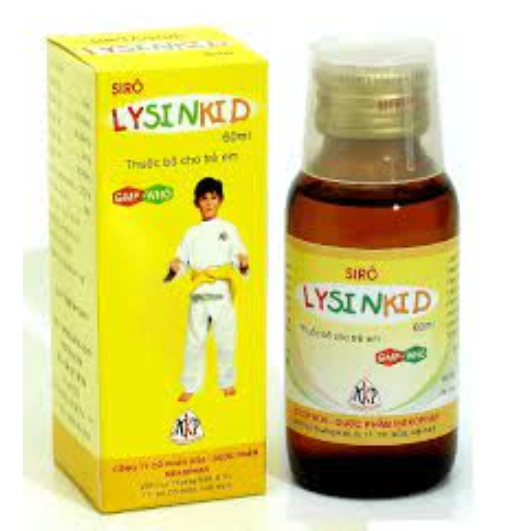 1561. Lysinkid 100Ml Sirô - (Vitamin B1, B2, B5, … 100ml) - [Thùng 96 chai; chai 1 hộp; hộp 100 ml] Mekophar - Việt Nam