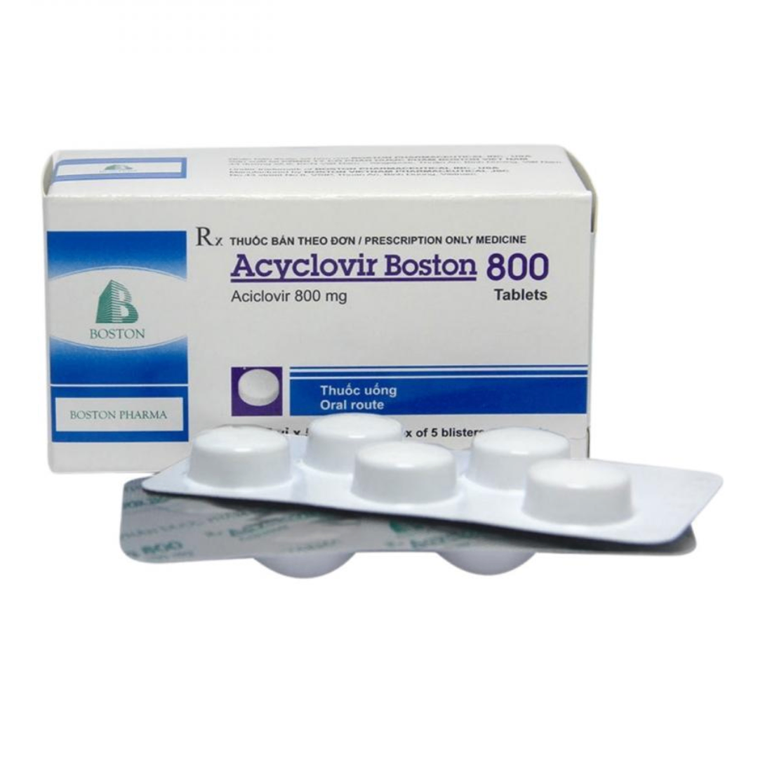 1675. Acyclovir Boston 800 - (Acyclovir 800mg) - [Thùng 150 hộp; hộp 5 vỉ; vỉ 5 viên] Bostonpharma - Việt Nam