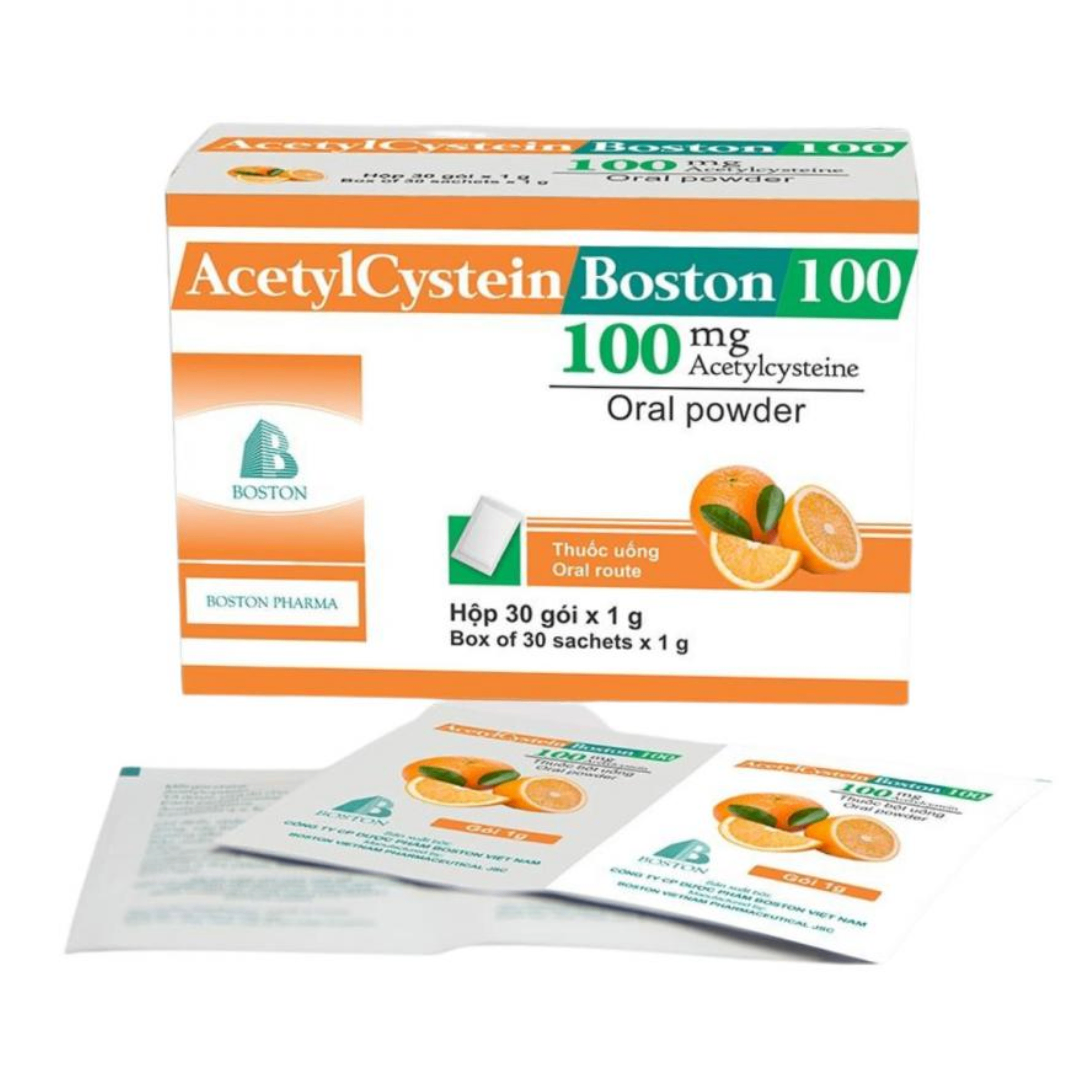 1647. Acetylcystein Boston 100 - (Acetylcystein 100mg) - [Thùng 63 hộp; hộp 30 g; g 1 gói] Bostonpharma - Việt Nam