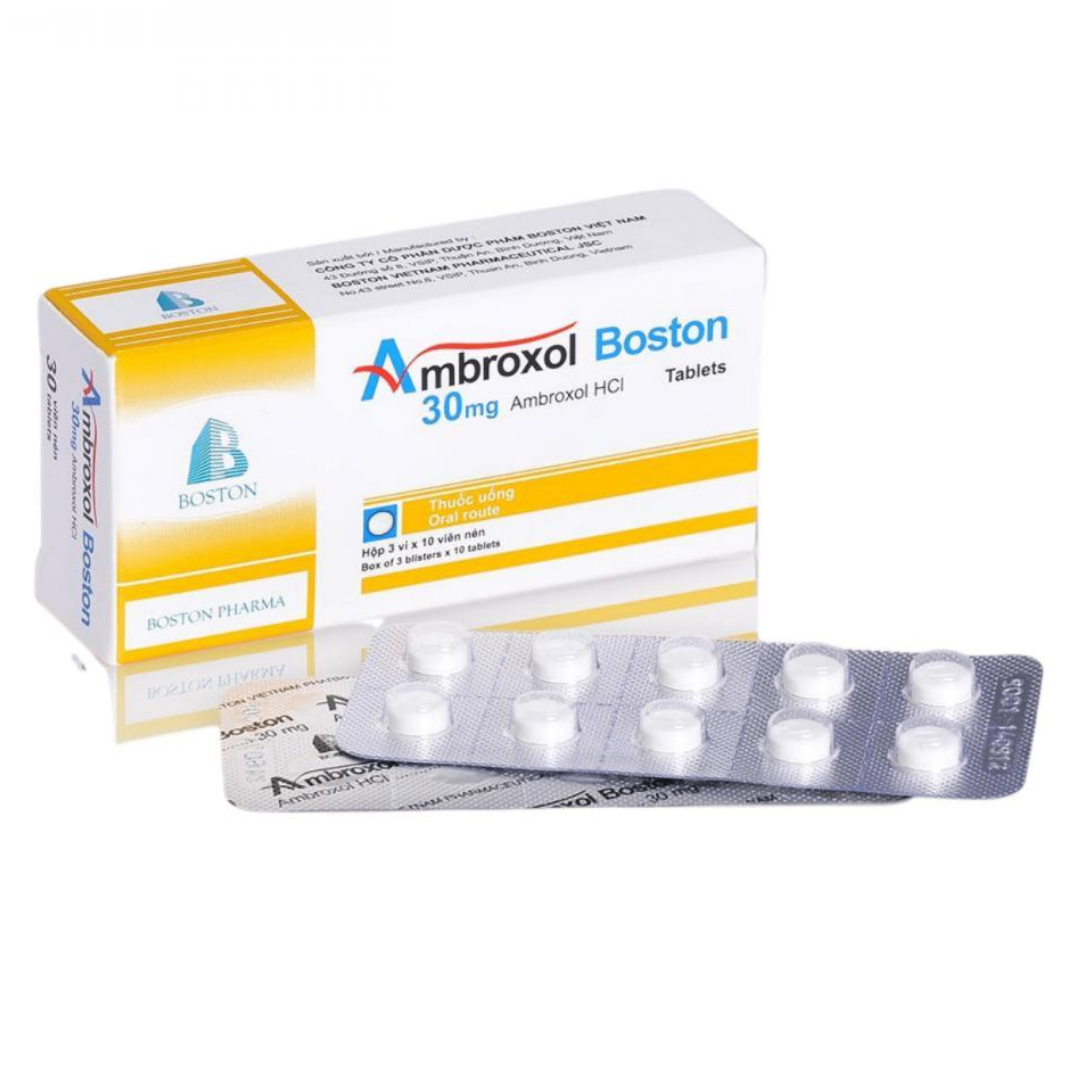 1649. Ambroxol Boston - (Ambroxol 30mg) - [Thùng 420 hộp; hộp 3 vỉ; vỉ 10 viên] Bostonpharma - Việt Nam