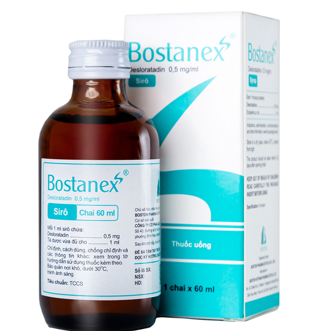 1635. Bostanex (Siro) - (Desloratadin 0.5mg) - [Thùng 108 chai; chai 1 hộp; hộp 60 ml] Bostonpharma - Việt Nam