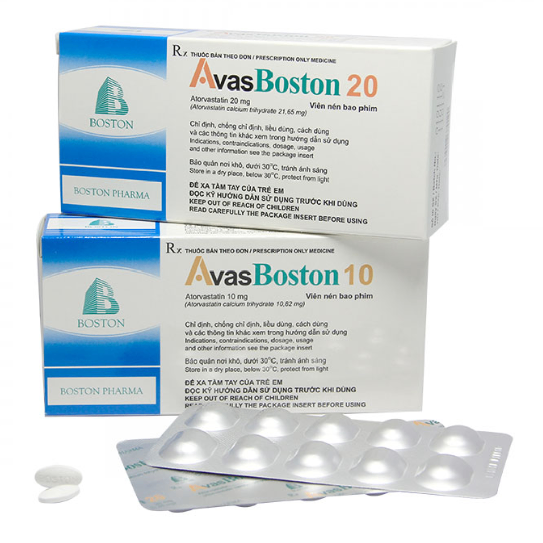 1656. Avasboston 20 - (Atorvastatin 20mg) - [Thùng 108 Hộp; Hộp 5 Vỉ; Vỉ 10 Viên] Bostonpharma - Việt Nam