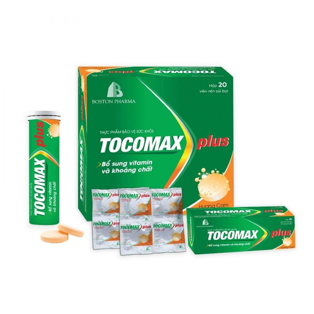1685. Tocomax Plus (Vỉ Xé) - (Vitamin C 500mg + Vitamin B1, B2, B3, B5, B6, B8, B9, B12, Calcium, Magnesium, Kẽm 500mg) - [Thùng 40 hộp; hộp 5 vỉ; vỉ 4 viên] Bostonpharma - Việt Nam