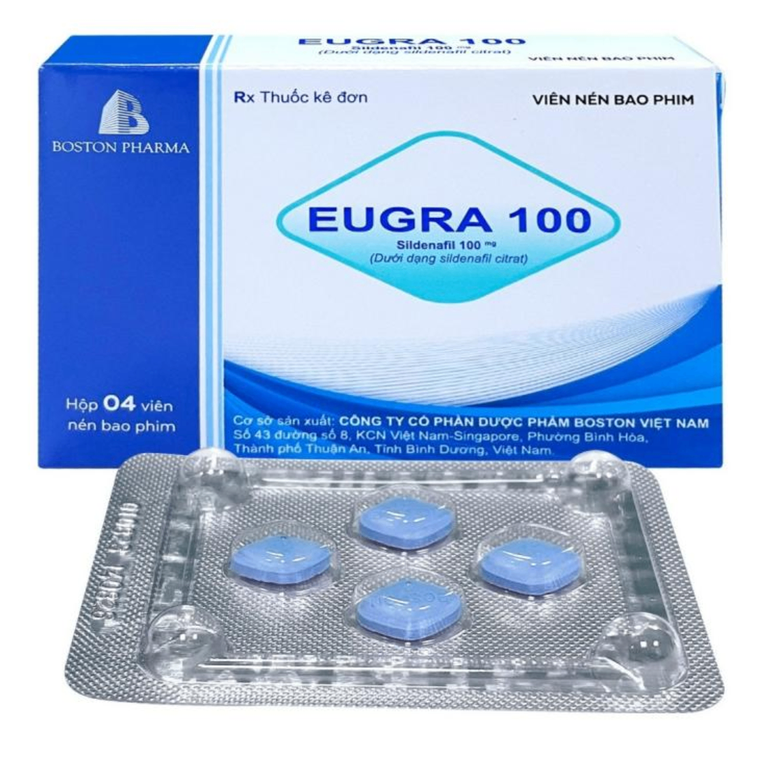 1681. Eugra 100 - (Sildenafil 100mg) - [Thùng 270 vỉ; vỉ 1 hộp; hộp 4 viên] Bostonpharma - Việt Nam