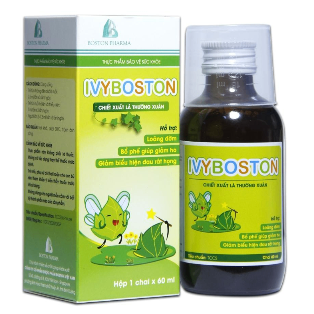 1703. Ivyboston - (Chiết xuất lá thường xuân 7mg) - [Thùng 108 Hộp; Hộp 1 Chai; Chai 60 Ml] Bostonpharma - Việt Nam
