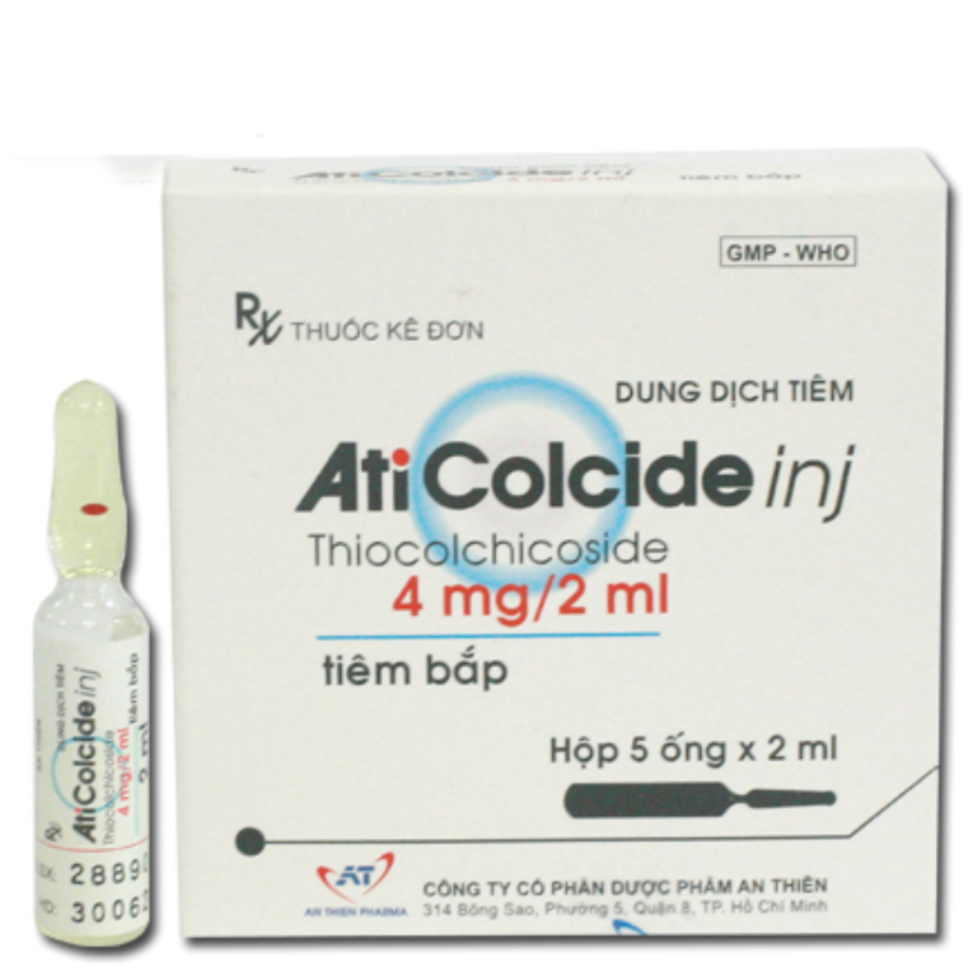 1862. Aticolcide Inj - (Thiocolchicosid 4mg/2ml) - [Thùng 324 Hộp; Hộp 5 ống; ống 2 Ml] An Thiên - Việt Nam