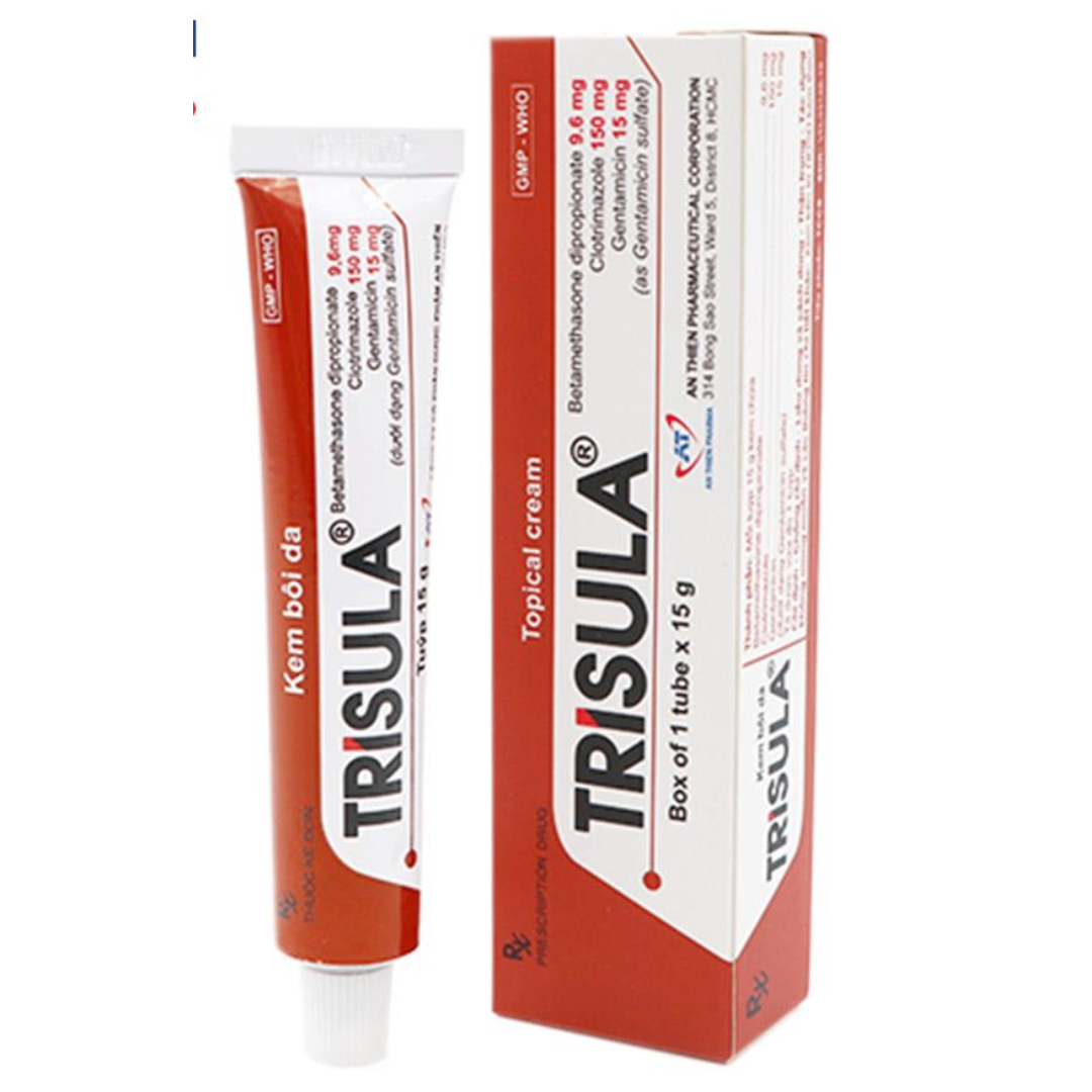 1873. Trisula - (Betamethasone dipropionate 6.4mg + Clotrimazole 100mg + Gentamicin 10mg/10g) - [Thùng 260 Tuýp; Tuýp 1 Hộp; Hộp 20 G] An Thiên - Việt Nam
