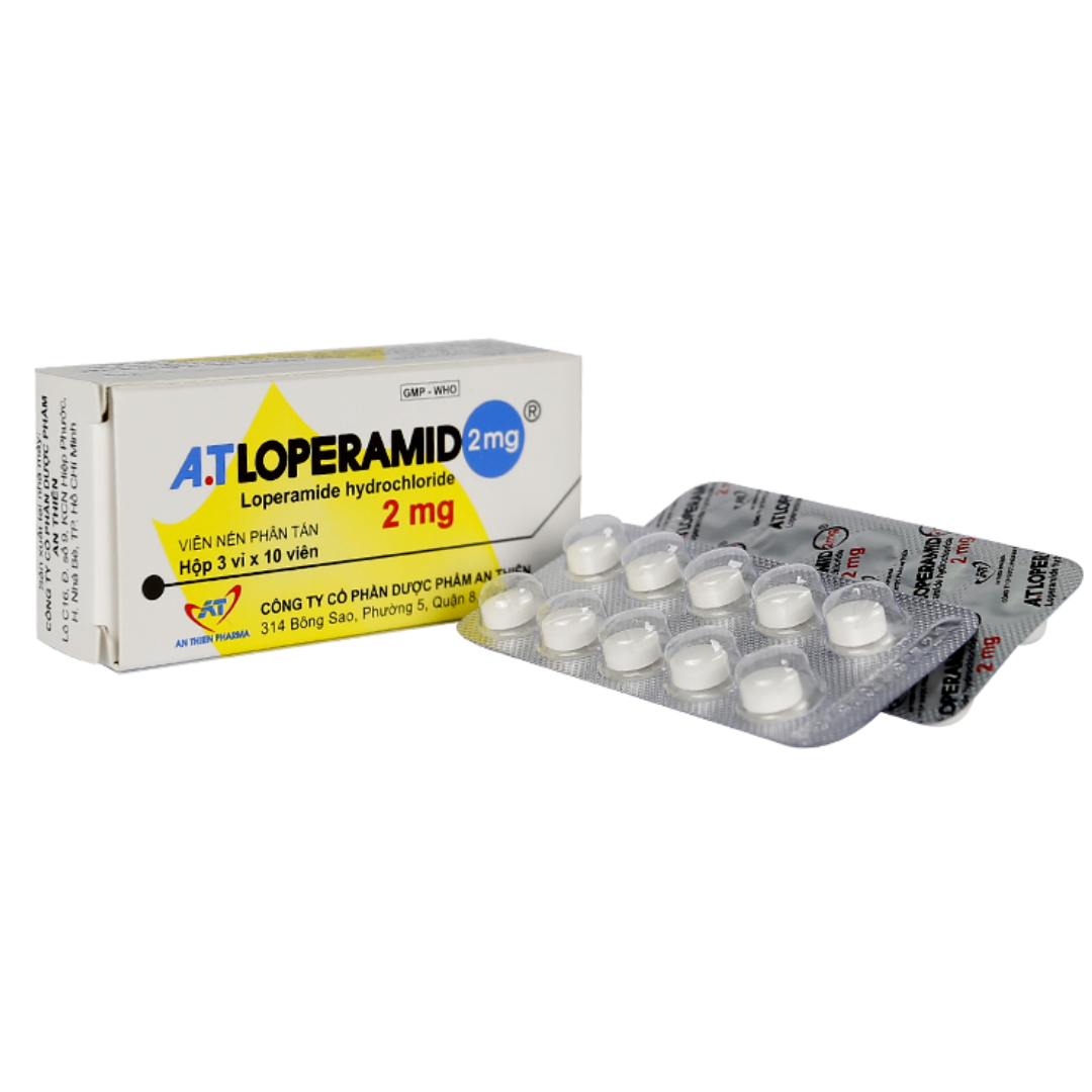 1802. A.t Loperamid 2 Mg - (Loperamid HCl 2mg) - [Thùng 400 hộp; hộp 3 vỉ; vỉ 10 viên] An Thiên - Việt Nam