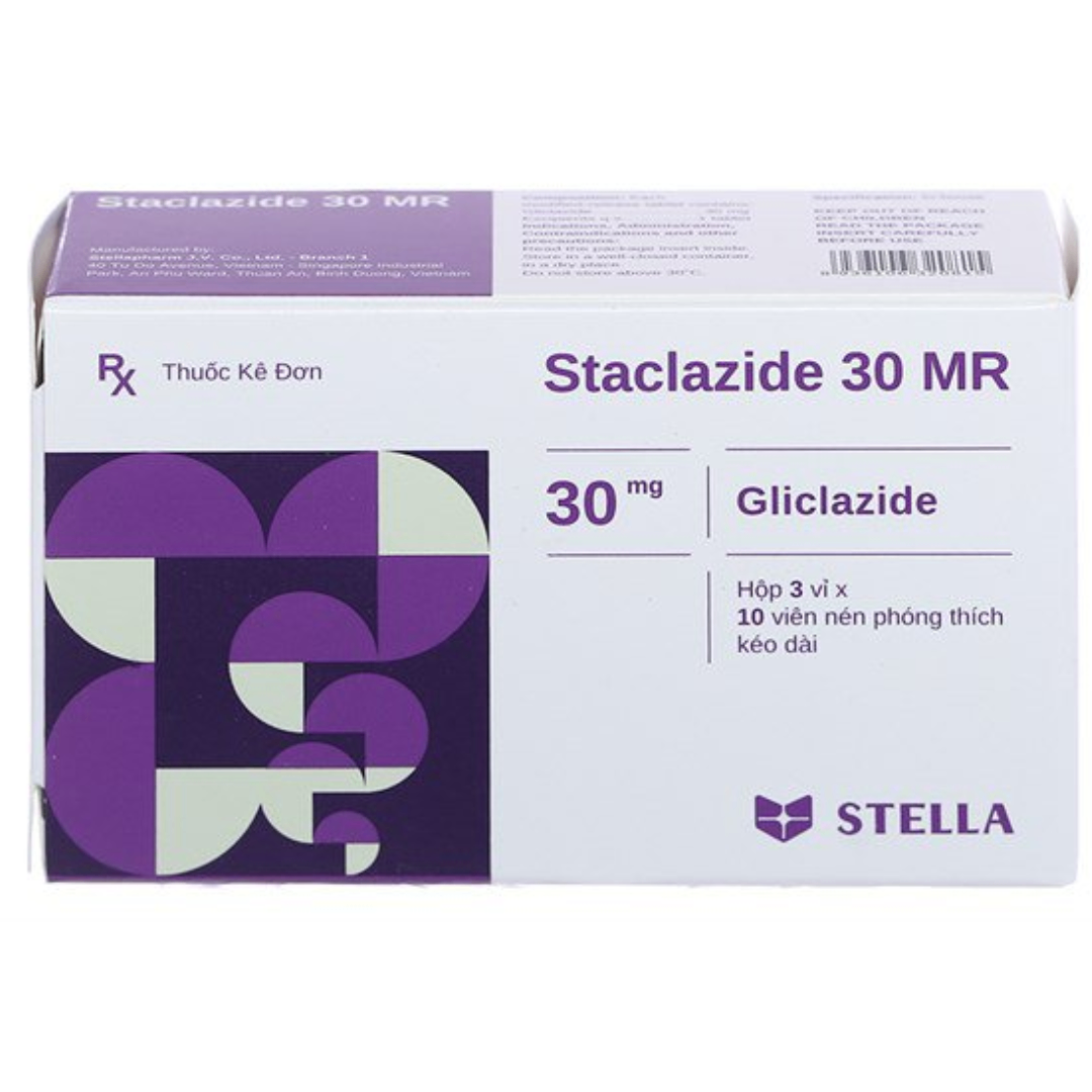 1943. Rx Staclazide 30 Mr - (Gliclazide 30mg) - [Thùng 260 hộp; hộp 3 vỉ; vỉ 10 viên] Stella - Việt Nam