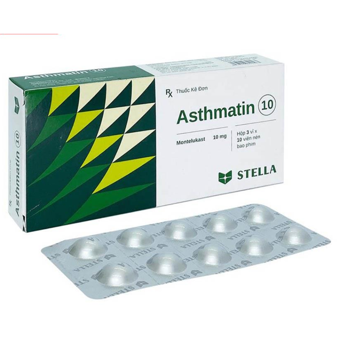 2008. Asthmatin 10 - (Montelukast 10mg) - [Thùng 210 Hộp; Hộp 3 Vỉ; Vỉ 10 Viên] Stella - Việt Nam
