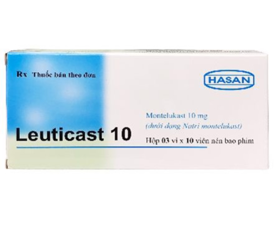 2082. Leuticast 10 - (Montelukast 10mg) - [Thùng 340 Hộp; Hộp 3 Vỉ; Vỉ 10 Viên] Hasan - Việt Nam