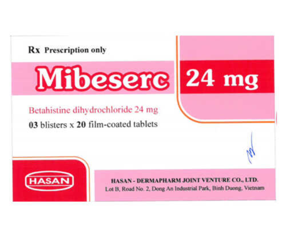 2126. Mibeserc 24* - (Betahistidine dihydroclorid 24mg) - [Thùng 250 Hộp; Hộp 3 Vỉ; Vỉ 20 Viên] Hasan - Việt Nam