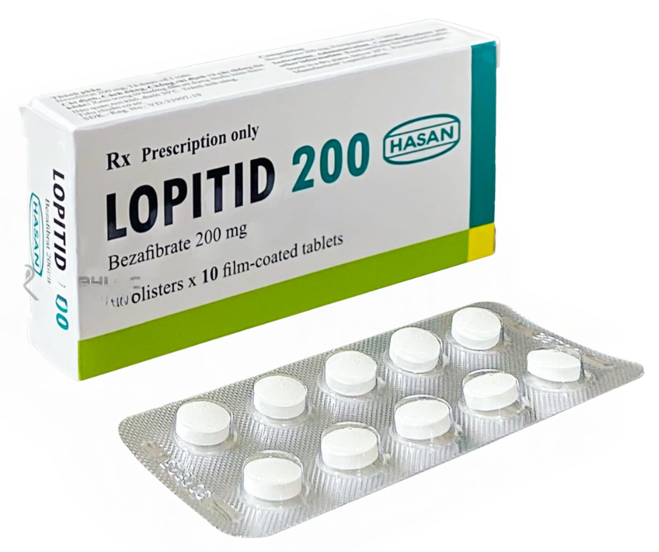 2145. Lopitid 200 - (Bezafibrat 200mg) - [Thùng 440 Hộp; Hộp 3 Vỉ; Vỉ 10 Viên] Hasan - Việt Nam