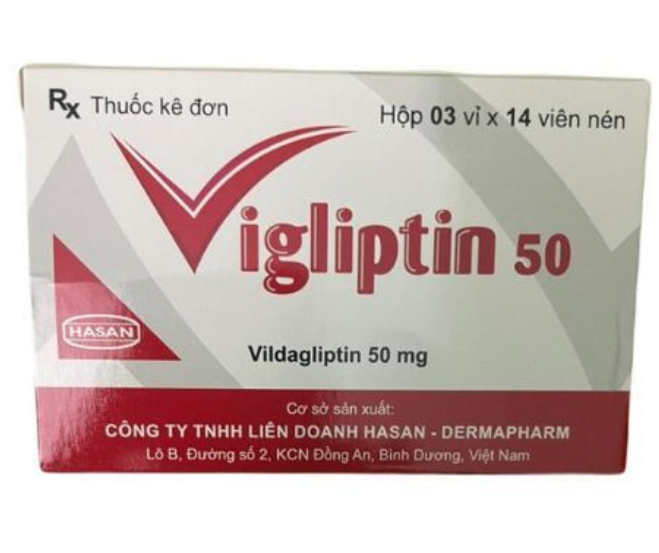 2143. Vigliptin 50 - (vildagliptin 50mg) - [Thùng 250 Hộp; Hộp 3 Vỉ; Vỉ 14 Viên] Hasan - Việt Nam